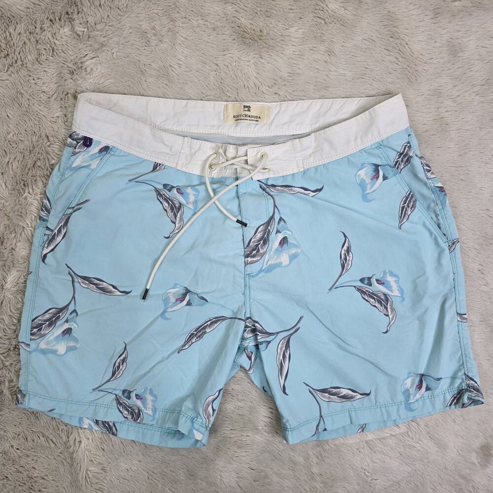 Scotch & Soda Men’s Surfer Swim Trucks Board Shorts Size Large Blue